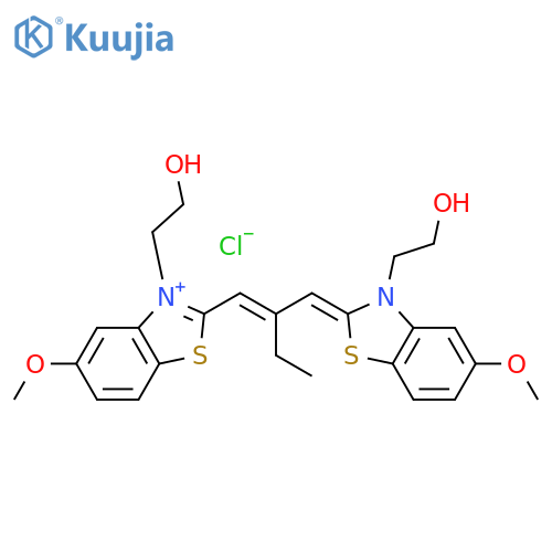 3-(2-hydroxyethyl)-2-(2-{3-(2-hydroxyethyl)-5-methoxy-2,3-dihydro-1,3-benzothiazol-2-ylidenemethyl}but-1-en-1-yl)-5-methoxy-1,3-benzothiazol-3-ium chloride structure