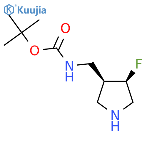 tert-butyl N-[[cis-4-fluoropyrrolidin-3-yl]methyl]carbamate structure