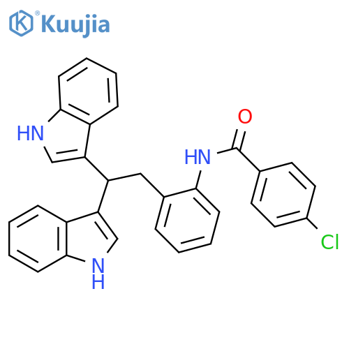 N-{2-2,2-bis(1H-indol-3-yl)ethylphenyl}-4-chlorobenzamide structure