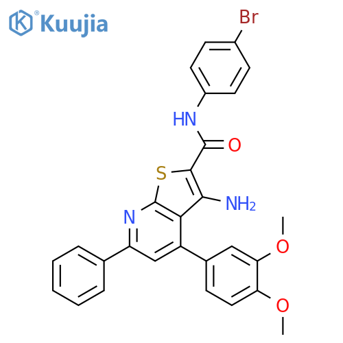 <br>3-amino-N-(4-bromophenyl)-4-(3,4-dimethoxyphenyl)-6-phenylthieno[2,3-b]pyri dine-2-carboxamide structure