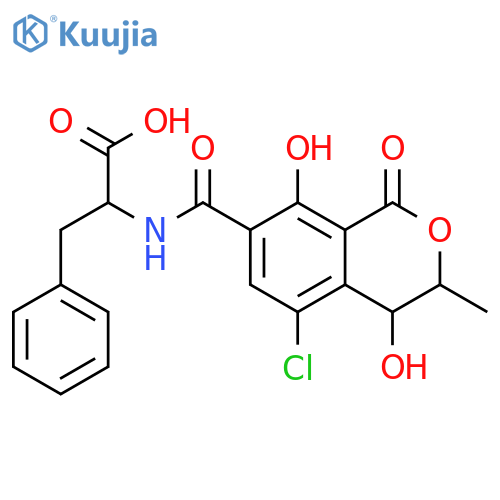L-Phenylalanine,N-[[(3R,4R)-5-chloro-3,4-dihydro-4,8-dihydroxy-3-methyl-1-oxo-1H-2-benzopyran-7-yl]carbonyl]- structure