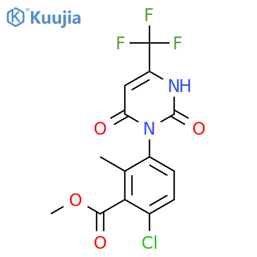 Methyl 6-chloro-3-(2,6-dioxo-4-(trifluoromethyl)-2,3-dihydropyrimidin-1(6H)-yl)-2-methylbenzoate structure