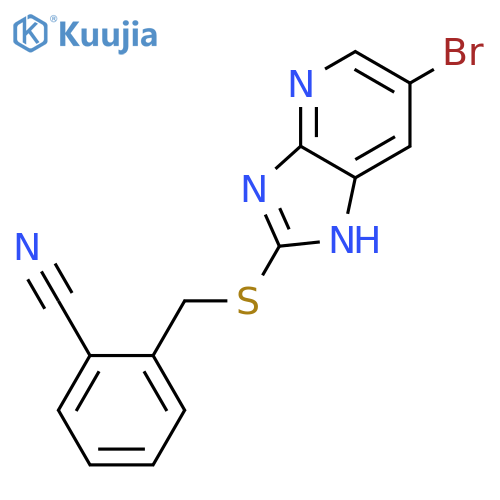 2-(((6-Bromo-3H-imidazo[4,5-b]pyridin-2-yl)thio)methyl)benzonitrile structure