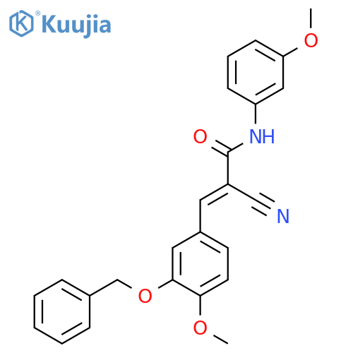 3-[3-(benzyloxy)-4-methoxyphenyl]-2-cyano-N-(3-methoxyphenyl)prop-2-enamide structure