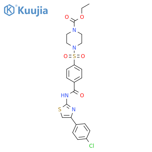 ethyl 4-(4-{4-(4-chlorophenyl)-1,3-thiazol-2-ylcarbamoyl}benzenesulfonyl)piperazine-1-carboxylate structure