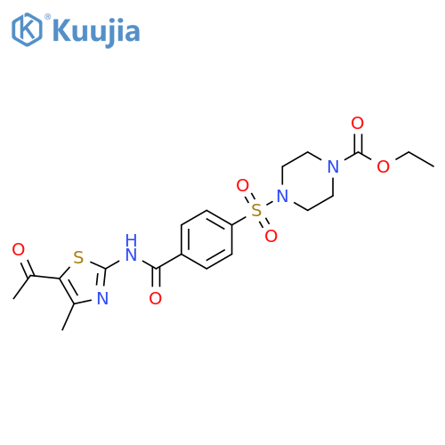 ethyl 4-{4-(5-acetyl-4-methyl-1,3-thiazol-2-yl)carbamoylbenzenesulfonyl}piperazine-1-carboxylate structure