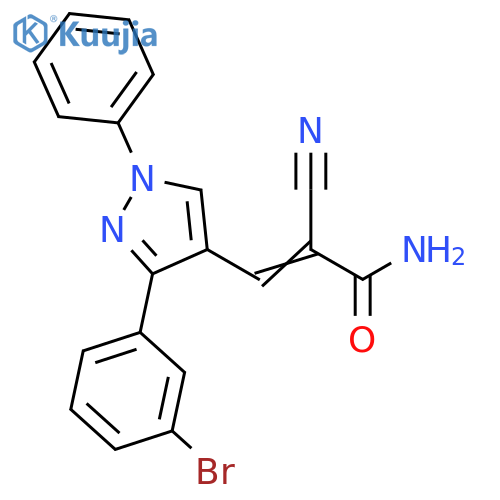 2-Propenamide, 3-[3-(3-bromophenyl)-1-phenyl-1H-pyrazol-4-yl]-2-cyano- structure