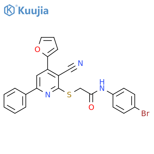 N-(4-bromophenyl)-2-{3-cyano-4-(furan-2-yl)-6-phenylpyridin-2-ylsulfanyl}acetamide structure