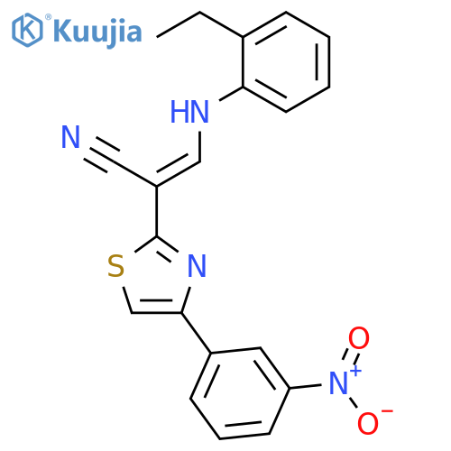 (2E)-3-(2-ethylphenyl)amino-2-4-(3-nitrophenyl)-1,3-thiazol-2-ylprop-2-enenitrile structure