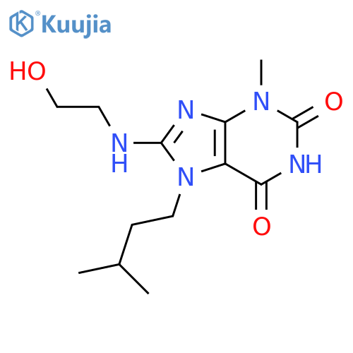 8-(2-hydroxyethyl)amino-3-methyl-7-(3-methylbutyl)-2,3,6,7-tetrahydro-1H-purine-2,6-dione structure