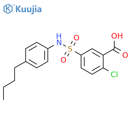 5-(4-butylphenyl)sulfamoyl-2-chlorobenzoic acid structure
