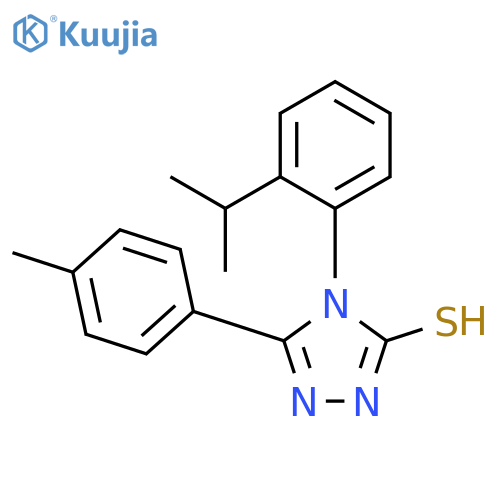 5-(4-methylphenyl)-4-2-(propan-2-yl)phenyl-4H-1,2,4-triazole-3-thiol structure