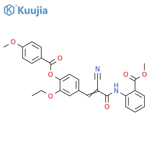 Methyl 2-[[2-cyano-3-[3-ethoxy-4-[(4-methoxybenzoyl)oxy]phenyl]-1-oxo-2-propen-1-yl]amino]benzoate structure