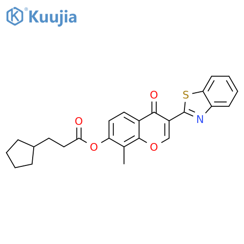 3-(1,3-benzothiazol-2-yl)-8-methyl-4-oxo-4H-chromen-7-yl 3-cyclopentylpropanoate structure
