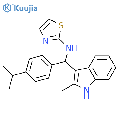 N-(2-methyl-1H-indol-3-yl)4-(propan-2-yl)phenylmethyl-1,3-thiazol-2-amine structure