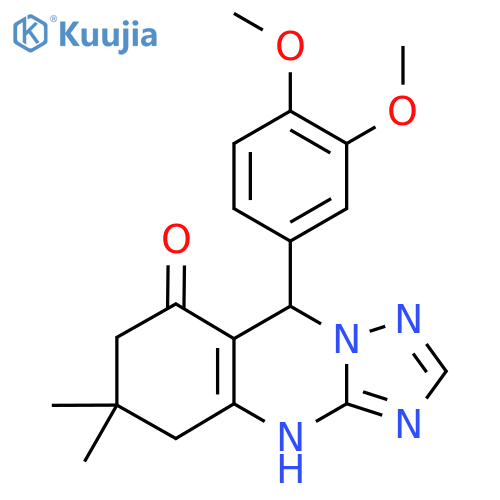 9-(3,4-dimethoxyphenyl)-6,6-dimethyl-4H,5H,6H,7H,8H,9H-1,2,4triazolo3,2-bquinazolin-8-one structure