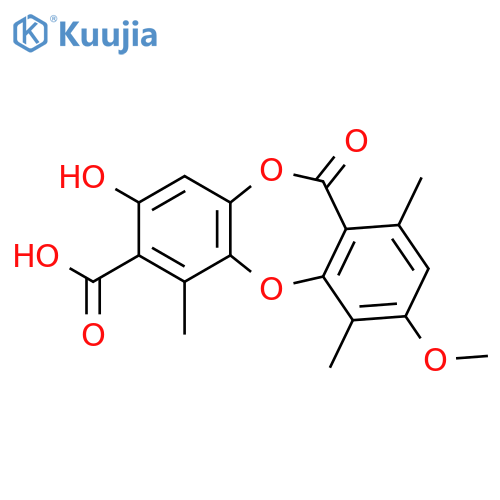 11H-Dibenzo[b,e][1,4]dioxepin-7-carboxylicacid, 8-hydroxy-3-methoxy-1,4,6-trimethyl-11-oxo- structure