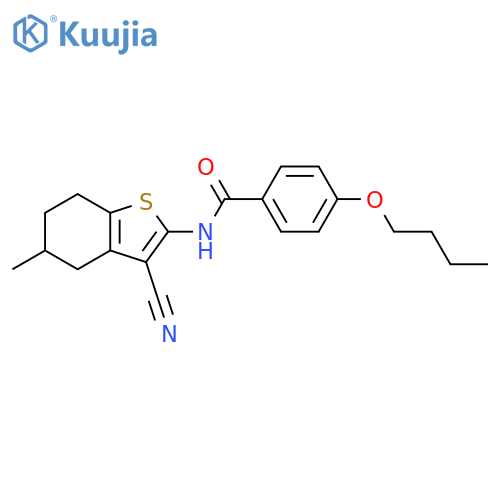 4-butoxy-N-(3-cyano-5-methyl-4,5,6,7-tetrahydro-1-benzothiophen-2-yl)benzamide structure