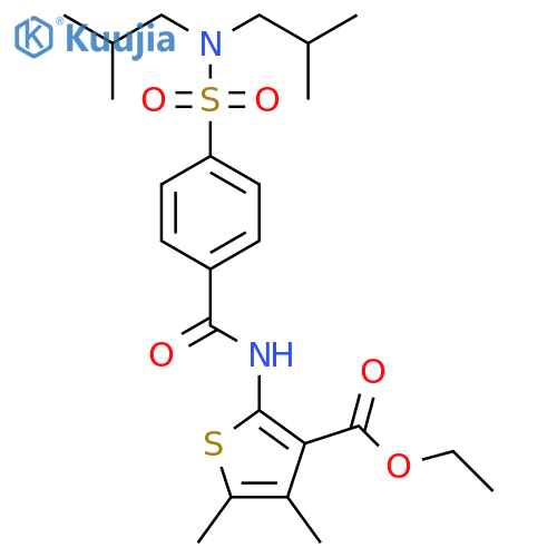 ethyl 2-{4-bis(2-methylpropyl)sulfamoylbenzamido}-4,5-dimethylthiophene-3-carboxylate structure
