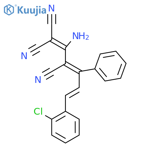 (3E)-2-amino-3-[(2E)-3-(2-chlorophenyl)-1-phenylprop-2-en-1-ylidene]prop-1-ene-1,1,3-tricarbonitrile structure