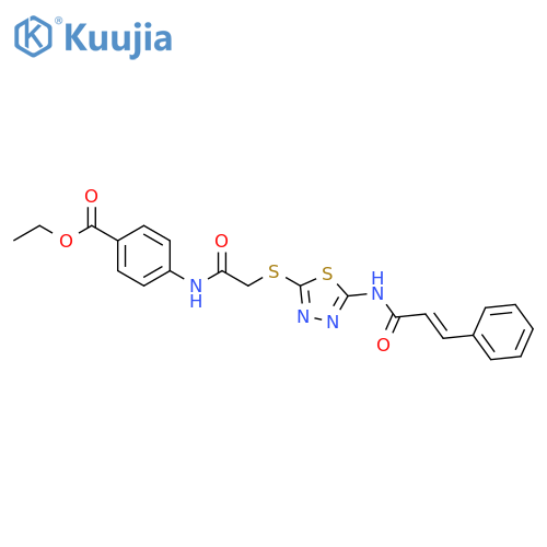 ethyl 4-2-({5-(2E)-3-phenylprop-2-enamido-1,3,4-thiadiazol-2-yl}sulfanyl)acetamidobenzoate structure