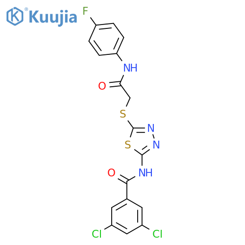 3,5-dichloro-N-5-({(4-fluorophenyl)carbamoylmethyl}sulfanyl)-1,3,4-thiadiazol-2-ylbenzamide structure