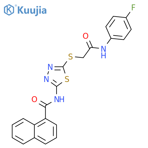 N-5-({(4-fluorophenyl)carbamoylmethyl}sulfanyl)-1,3,4-thiadiazol-2-ylnaphthalene-1-carboxamide structure
