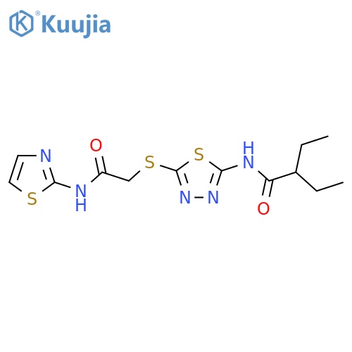 2-ethyl-N-[5-({[(1,3-thiazol-2-yl)carbamoyl]methyl}sulfanyl)-1,3,4-thiadiazol-2-yl]butanamide structure