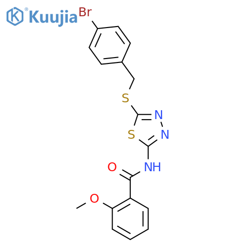N-(5-{(4-bromophenyl)methylsulfanyl}-1,3,4-thiadiazol-2-yl)-2-methoxybenzamide structure