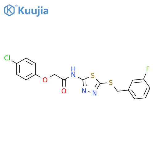 2-(4-chlorophenoxy)-N-(5-{[(3-fluorophenyl)methyl]sulfanyl}-1,3,4-thiadiazol-2-yl)acetamide structure