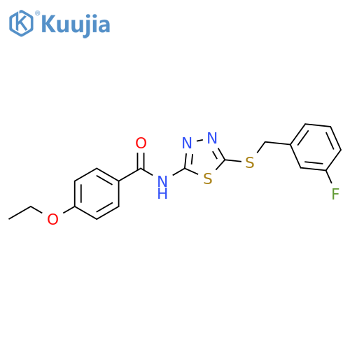 4-ethoxy-N-(5-{(3-fluorophenyl)methylsulfanyl}-1,3,4-thiadiazol-2-yl)benzamide structure