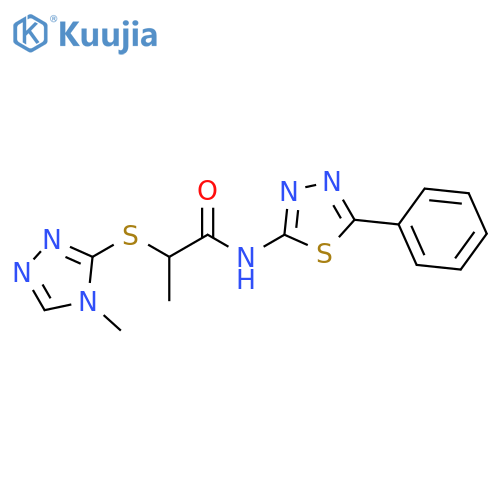 2-(4-methyl-4H-1,2,4-triazol-3-yl)sulfanyl-N-(5-phenyl-1,3,4-thiadiazol-2-yl)propanamide structure