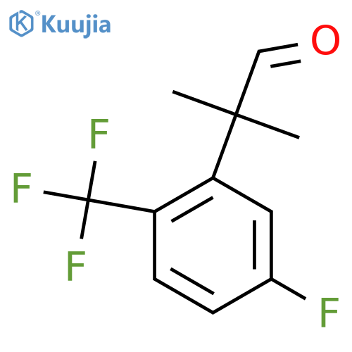 2-5-fluoro-2-(trifluoromethyl)phenyl-2-methylpropanal structure