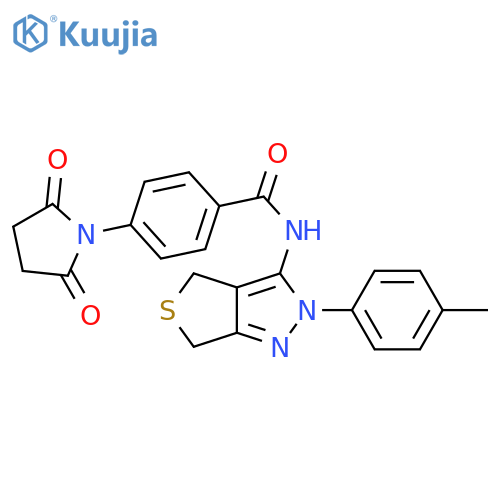 4-(2,5-dioxopyrrolidin-1-yl)-N-2-(4-methylphenyl)-2H,4H,6H-thieno3,4-cpyrazol-3-ylbenzamide structure