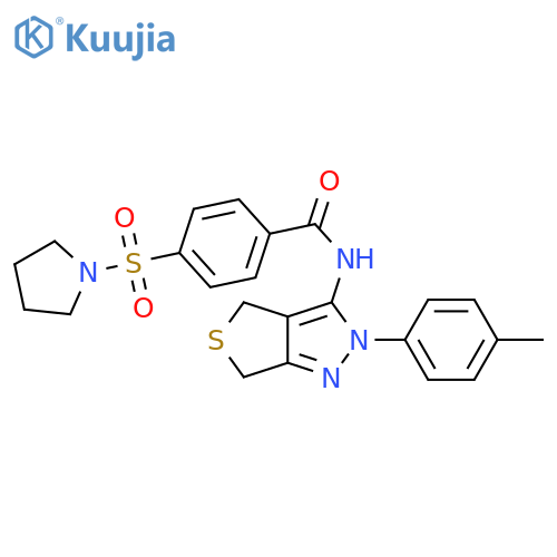 N-2-(4-methylphenyl)-2H,4H,6H-thieno3,4-cpyrazol-3-yl-4-(pyrrolidine-1-sulfonyl)benzamide structure
