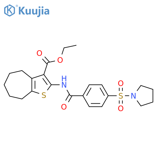 ethyl 2-4-(pyrrolidine-1-sulfonyl)benzamido-4H,5H,6H,7H,8H-cycloheptabthiophene-3-carboxylate structure