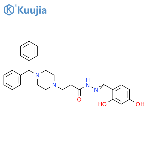N'-(1E)-(2,4-dihydroxyphenyl)methylidene-3-4-(diphenylmethyl)piperazin-1-ylpropanehydrazide structure