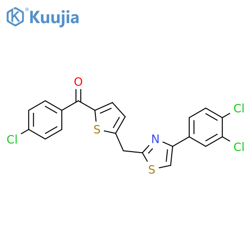 2-{[5-(4-chlorobenzoyl)thiophen-2-yl]methyl}-4-(3,4-dichlorophenyl)-1,3-thiazole structure