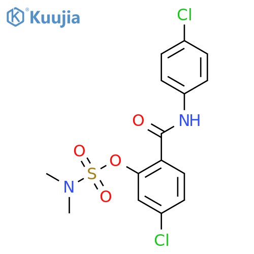 5-chloro-2-[(4-chloroanilino)carbonyl]phenyl-N,N-dimethylsulfamate structure