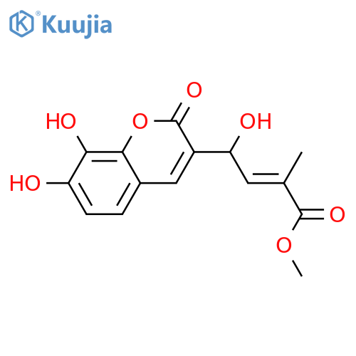 4-(7,8-Dihydroxy-2-oxo-2H-1-benzopyran-3-yl)-2-methyl-2-butenoic acid; (E)-form, 1'ξ-Hydroxy, Me ester structure
