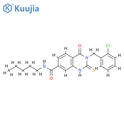 3-(2-chlorophenyl)methyl-4-oxo-N-pentyl-2-sulfanylidene-1,2,3,4-tetrahydroquinazoline-7-carboxamide structure