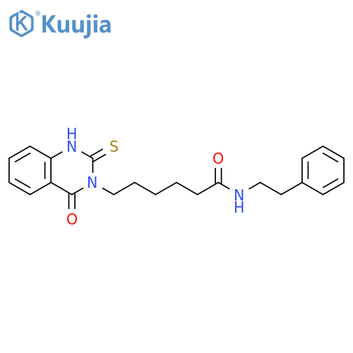 6-(4-oxo-2-sulfanylidene-1,2,3,4-tetrahydroquinazolin-3-yl)-N-(2-phenylethyl)hexanamide structure