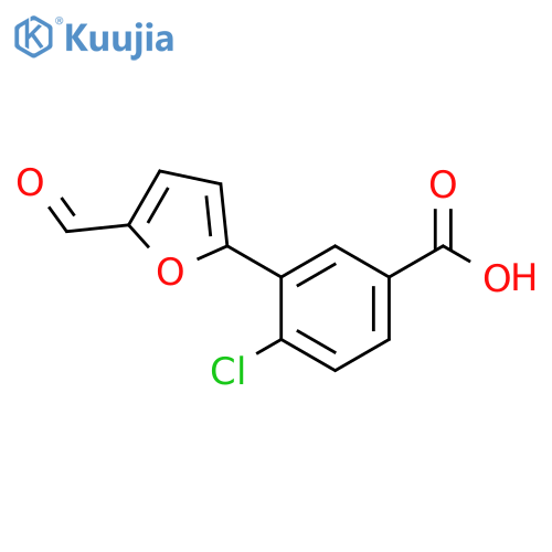 4-chloro-3-(5-formylfuran-2-yl)benzoic acid structure