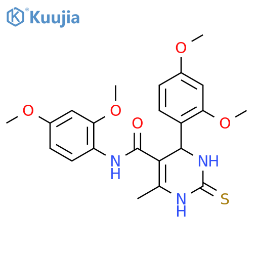 N,4-bis(2,4-dimethoxyphenyl)-6-methyl-2-sulfanylidene-1,2,3,4-tetrahydropyrimidine-5-carboxamide structure