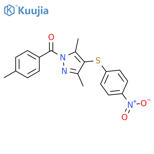 3,5-dimethyl-1-(4-methylbenzoyl)-4-(4-nitrophenyl)sulfanyl-1H-pyrazole structure