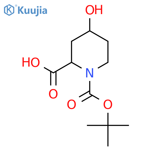 (2S,4S)-1-[(tert-butoxy)carbonyl]-4-hydroxypiperidine-2-carboxylic acid structure