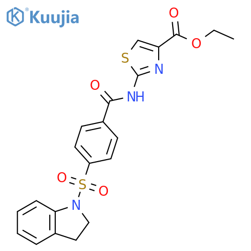 ethyl 2-4-(2,3-dihydro-1H-indole-1-sulfonyl)benzamido-1,3-thiazole-4-carboxylate structure