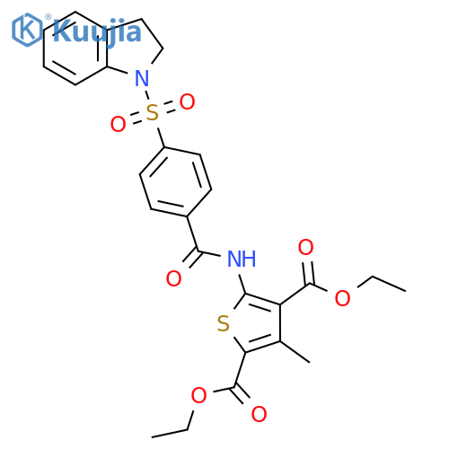 2,4-diethyl 5-[4-(2,3-dihydro-1H-indole-1-sulfonyl)benzamido]-3-methylthiophene-2,4-dicarboxylate structure