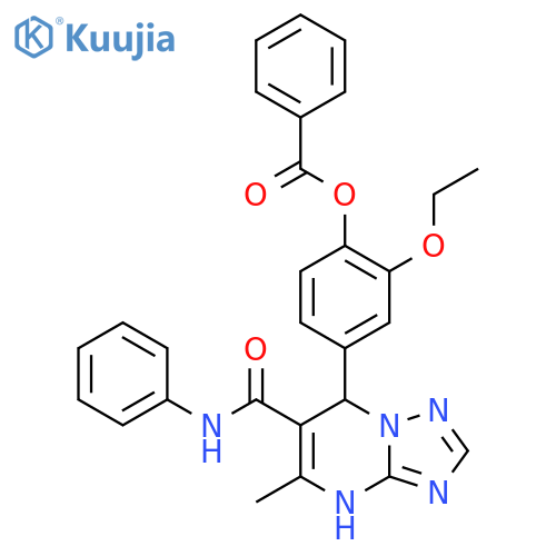 2-ethoxy-4-5-methyl-6-(phenylcarbamoyl)-4H,7H-1,2,4triazolo1,5-apyrimidin-7-ylphenyl benzoate structure
