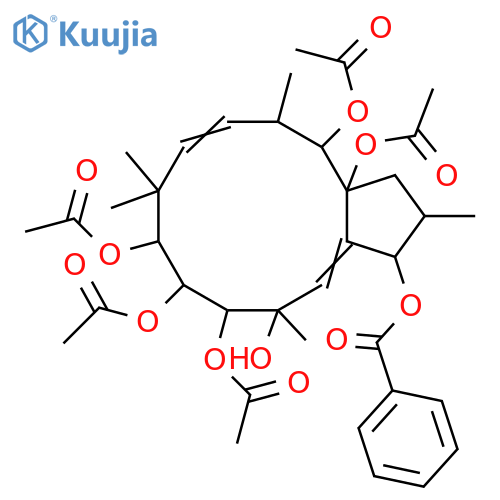 4,11-Jatrophadiene-3,6,7,8,9,14,15-heptol; (2β,3β,4E,6β,7β,8β,9α,11E,13β,14β,15β)-form, 3-Benzoyl, 7,8,9,14,15-penta-Ac structure